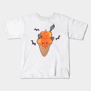 Cute pumpkin ice cream for spooky Halloween Kids T-Shirt